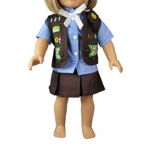 Girl Scouts Clothes for 18" Doll 4 PCS Skirt Top Hat Patch Vest Hook Loop OG AG